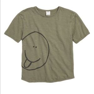 STEM Olive Green Boys Smiley Face Crewneck Shirt
